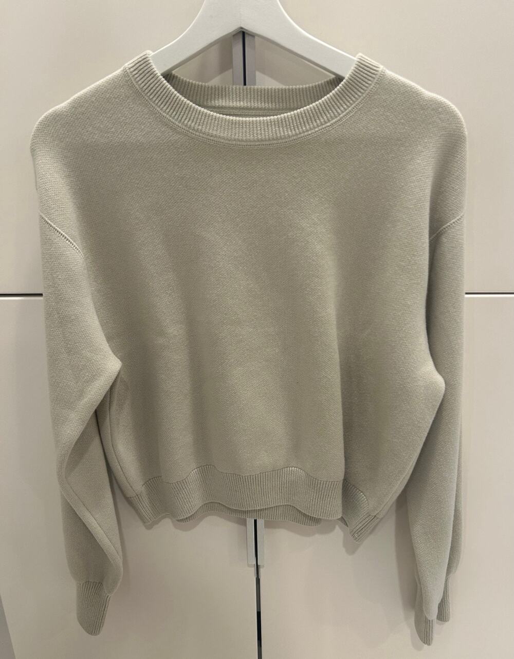 Aerie Cropped Crew Sweater Women's Small Sage Green Knit Loose Fit Crewneck 2025